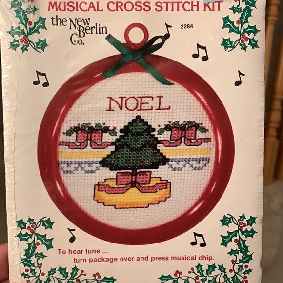 Cross Stitch Christmas Tree Noel Ornament Kit Made in USA NWT Vintage Musical - Picture 2 of 4
